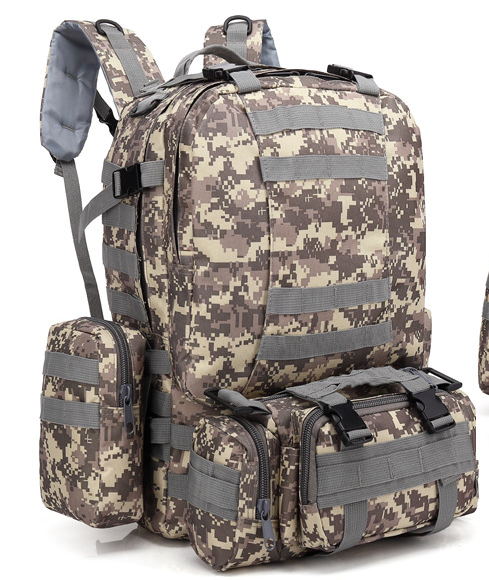 Men’s Travel Backpack Oxford Cloth Outdoors Backpack Army Camouflage Tactics Double Shoulder Bag Mountaineering Large Combination Backpack