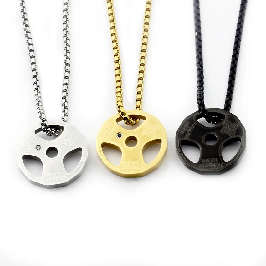 Hip Hop Fashion Fitness Dumbbells Sports Accessories Barbell Necklace