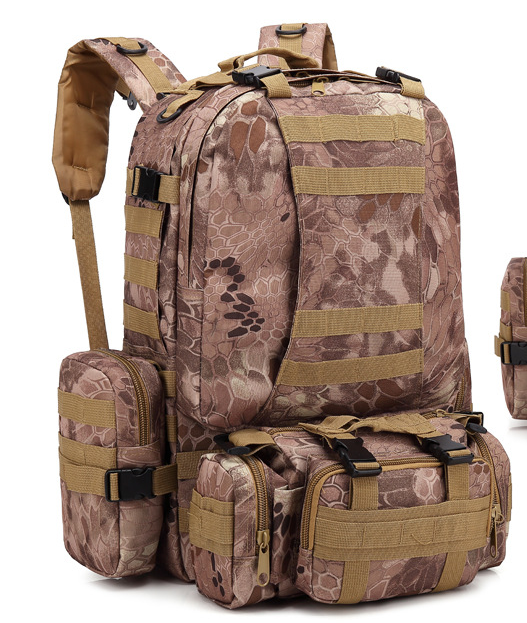 Men’s Travel Backpack Oxford Cloth Outdoors Backpack Army Camouflage Tactics Double Shoulder Bag Mountaineering Large Combination Backpack