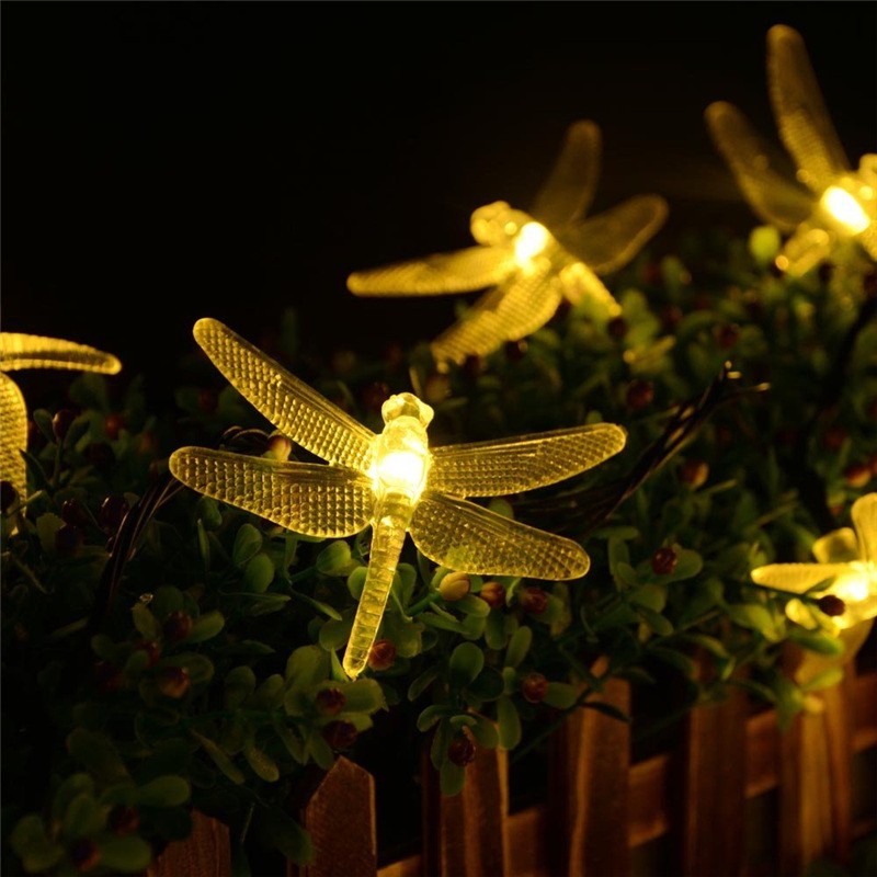 Outdoor Solar Led String Light 5M 20 Led Dragonfly Solar Panel Strip