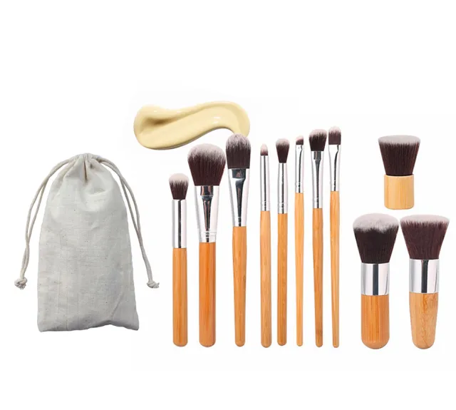 11 bamboo handles, makeup brush, tool set, linen bag, blush brush, foundation brush, and a full set of makeup - Shop at LoveMi