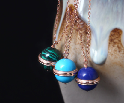 Silver chain female personality creative planet necklace