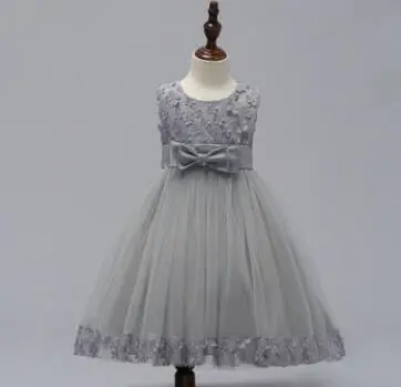 Summer Skirt Kids Girls Princess Tutu Flower Children Wedding Dress Show Skirt Gray - Shop at LoveMi