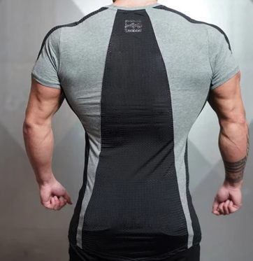 Muscle Brothers Fitness Sports Casual Breathable Short Sleeve T-Shirt Men's Quick Dry Outdoor Running Training Tops Solid Color