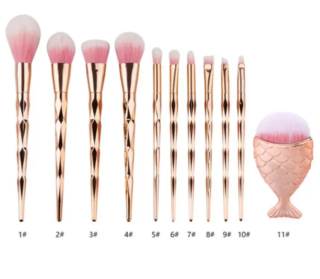 Diamond Fish Makeup Brush Set Foundation Blend Power Eyeshadow Contour Concealer Blush Cosmetic Beauty Make Up A Set - Shop at LoveMi