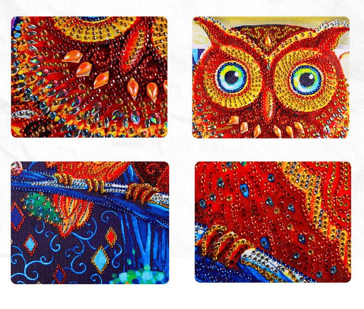 Mit Perlen - Die Eulen Family - Diamond Painting