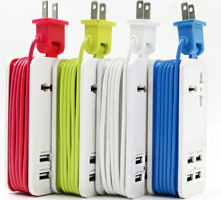 Cargador móvil puerto múltiple USB carga rápida cuatro en uno