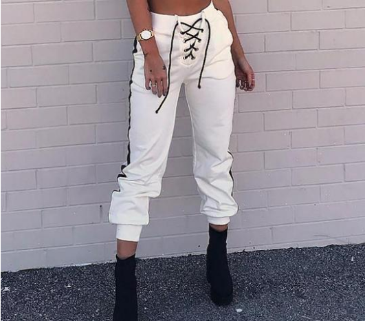 HIGH WAISTED LACE UP PANTS