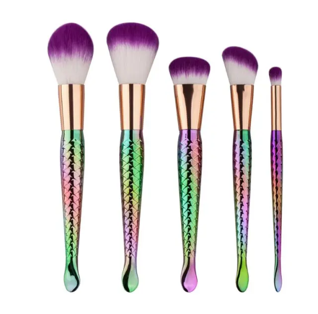 5 mermaid makeup brushes set beauty tools makeup fish type powder brush - Shop at LoveMi