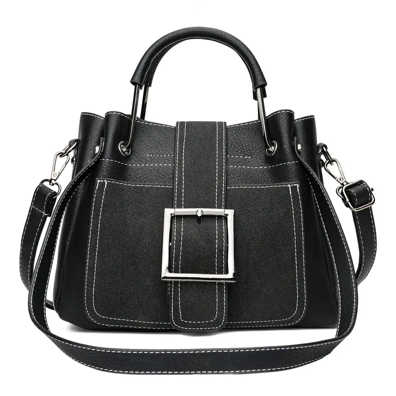 Women Handbag Ladies Soft Pu Leather Bag Pin Type - Black