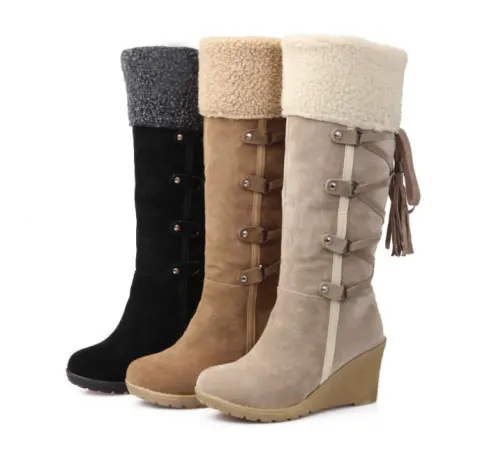 AIWEIYi Women Knee High Boots Wedge Heels Shoes Knight