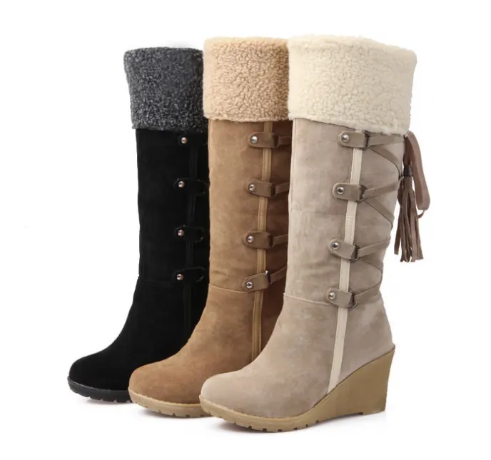 AIWEIYi Women Knee High Boots Wedge Heels Shoes Knight