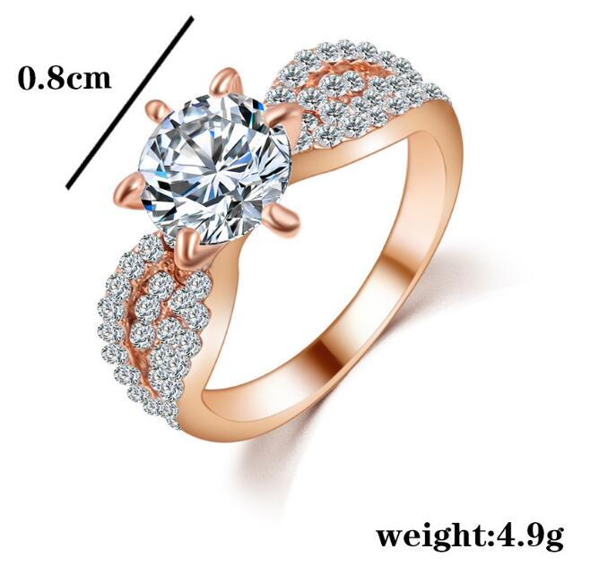 Korean version of the six-jaw zircon ring female fashion alloy ring ring jewelry