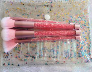 Maiden 7 makeup brushes, blue hair pink crystal shank make up suit diamond series makeup brush - Shop at LoveMi
