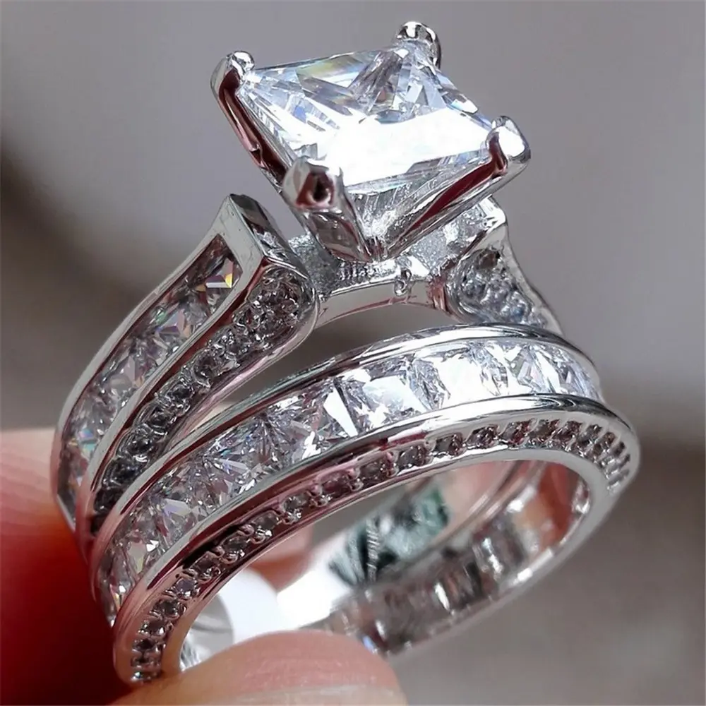 New Style Charm Couple Rings His Her Silver Color