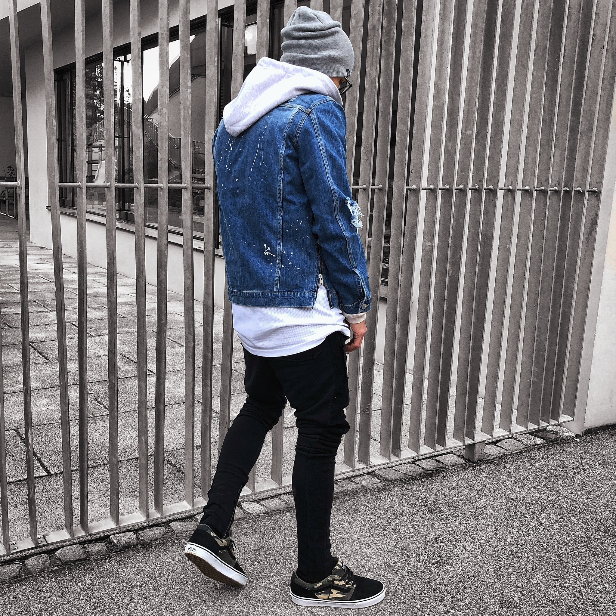 autumn new men's fashion Korean version of the hooded trend denim jacket youth casual jacket