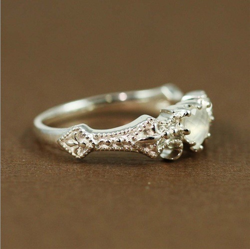 New flower Opal Heart Ring