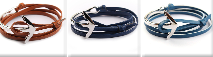 European and American navy wind hooks curved boat anchor handmade leather nylon rope couple men and women