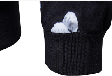 new men's jacket white flower print men's stand collar jacket