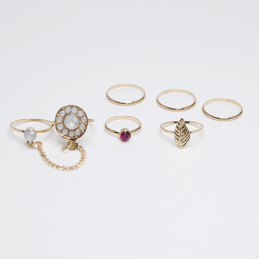 European and American vintage alloy turquoise ring Fashion wild 7 piece set ring