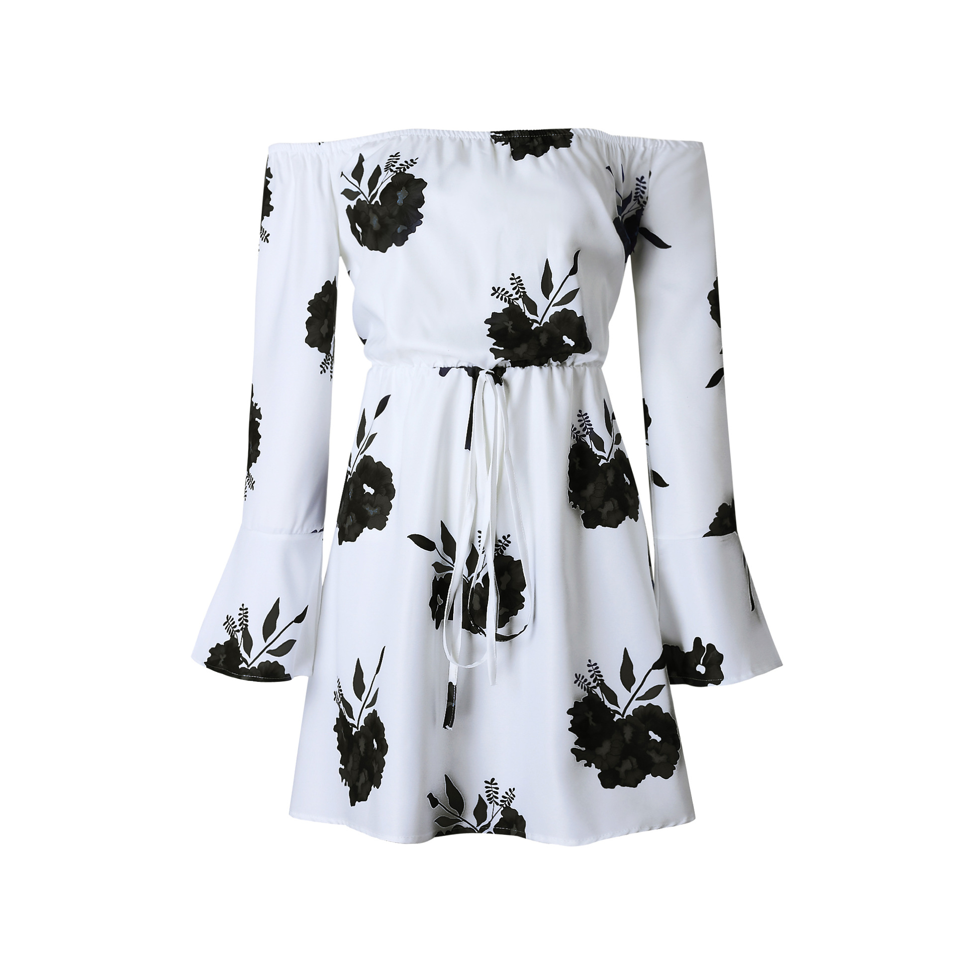 European And American Foreign Trade Explosion Supply Source One Shoulder  Backless Print Dress