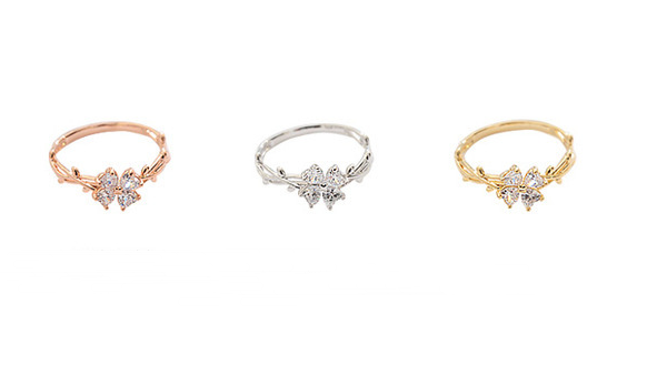 Branch Wrapped Zircon Ring Crystal Diamond Lady Ring