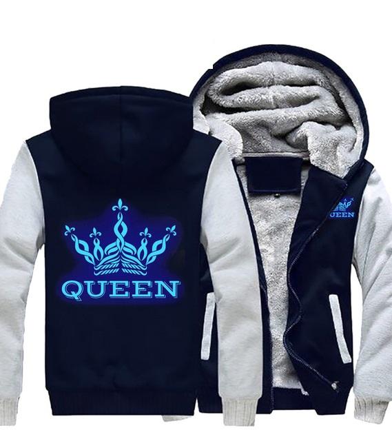 new crown luminous plus velvet padded hooded cardigan men's sweater