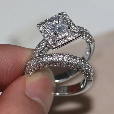 Wish Zircon Ring High-end Hot Jewelry Popular Luxury Double-layer