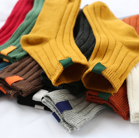 Female tube thick line cotton socks solid color cloth standard pile socks