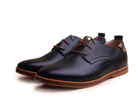 Leather Casual Men Shoes Fashion Flats Round Toe Comfortable