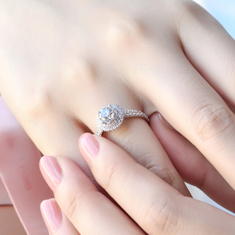 Round multi-layer full diamond ring Fashion temperament wedding ring Female