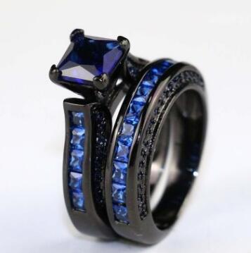Accessories Fashion jewelry set ring ladies blue blue zircon ring Creative jewelry