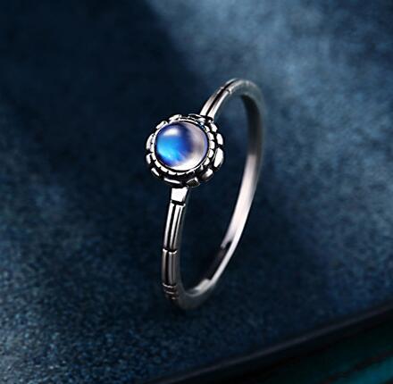 Moonstone Ring Ladies Silver Jewelry Crystal Gem Bracelet