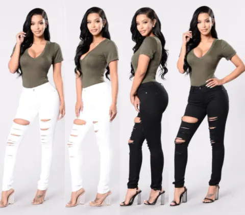 New Casual Sexy Jeans Woman Cotton Denim Trousers Slim