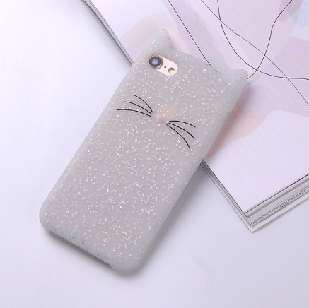 Capa de silicone gato orelhas barba 3D linda para celular