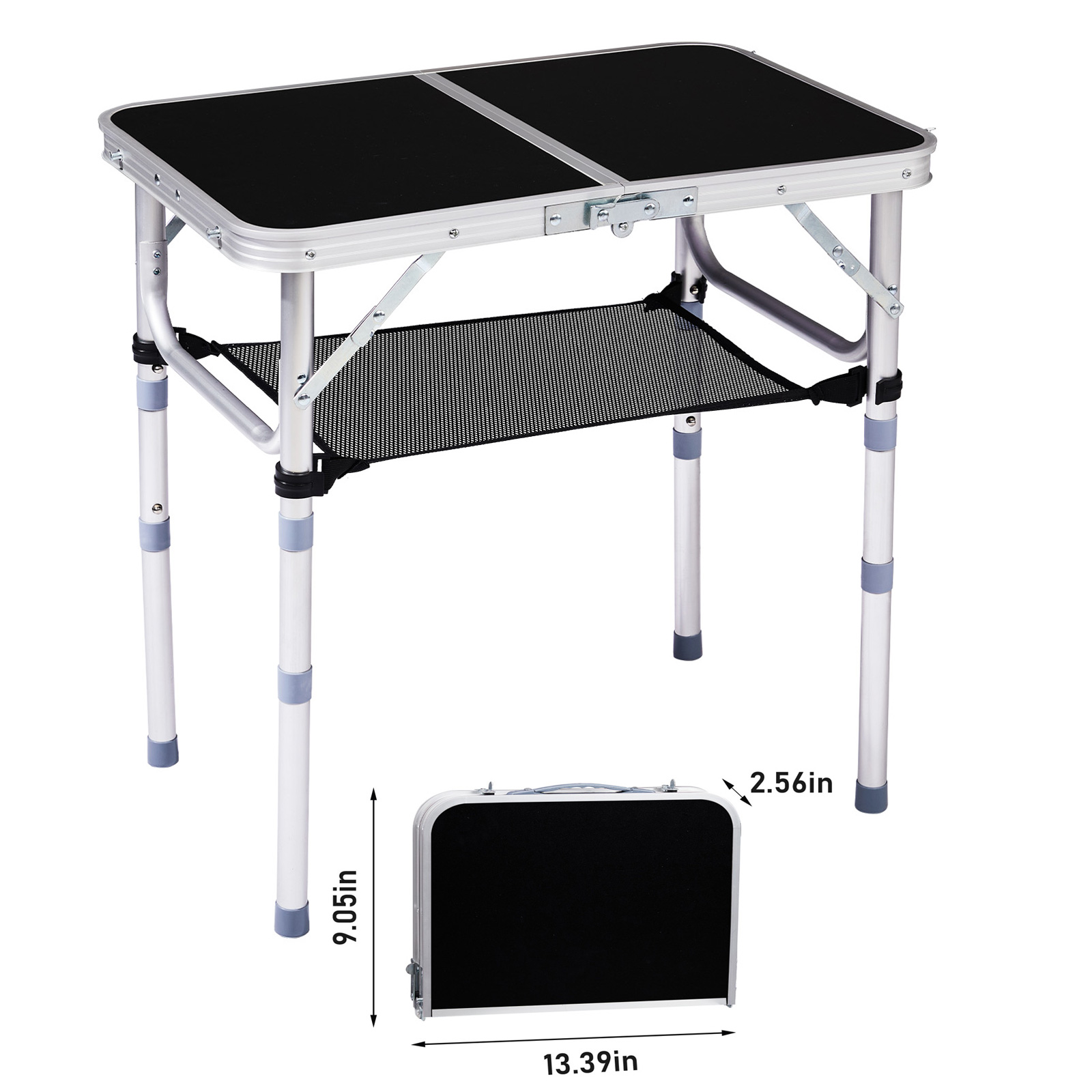 2ft Adjustable Height Foldable Outdoor Side Table Lightweight Aluminum Picnic Beach Desk