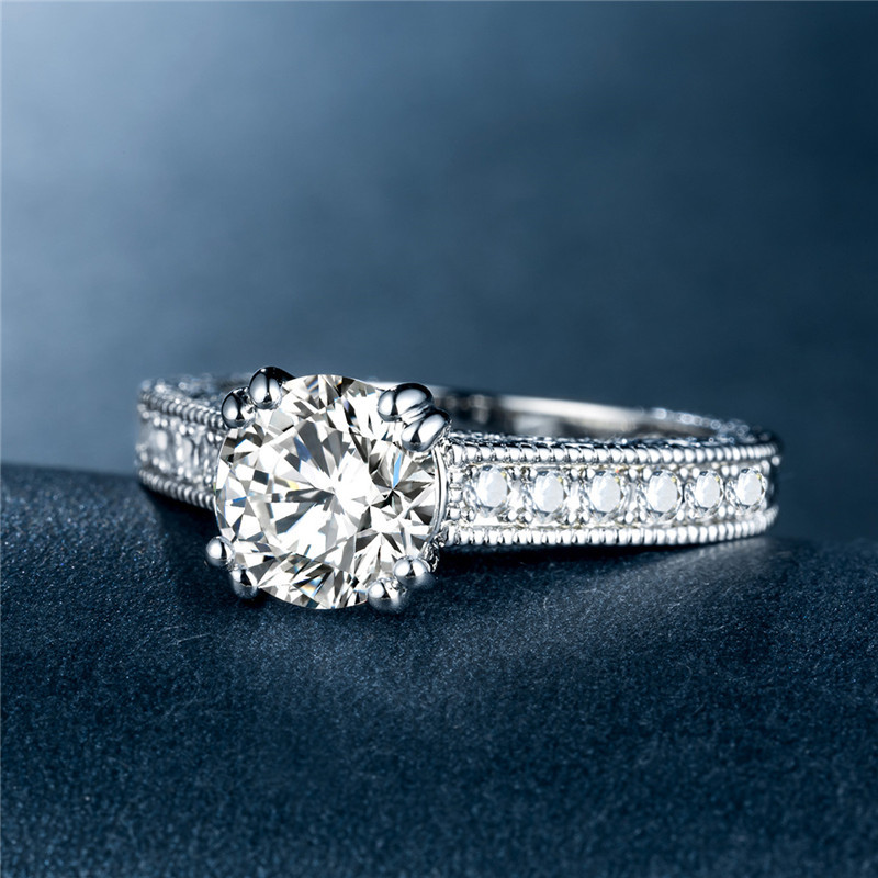 Women's zircon ring platinum-plated ring European and American jewelry