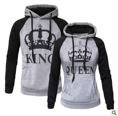 foreign trade autumn and winter new hooded sets of spelling color couple sweater big explosion models