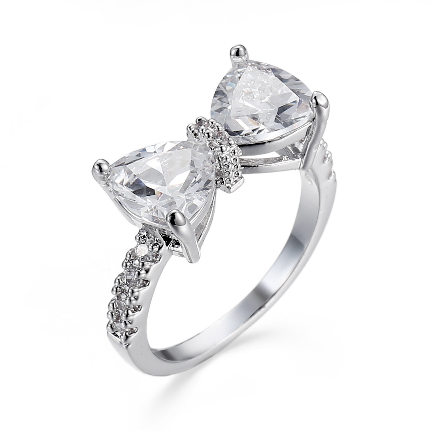 Women's zircon jewelry Creative Japanese and Korean bow ring
