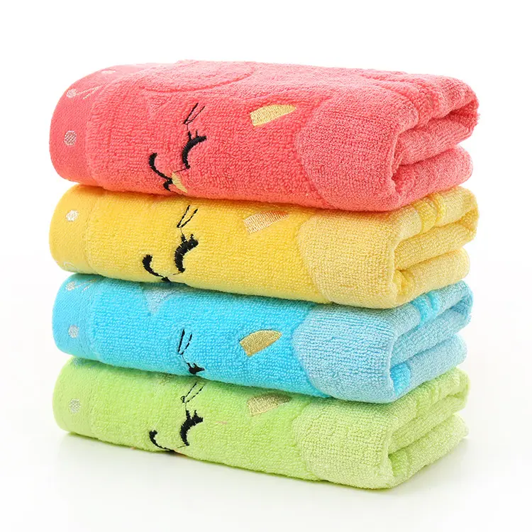 Bamboo Fiber Children's Jacquard Embroidery Notes Cat