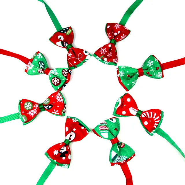 Cute Christmas Pet Supplies Handmade Ribbon Dog Bow Ties 8 Colors Cat Neck Tie Dog Accessories - Shop at LoveMi