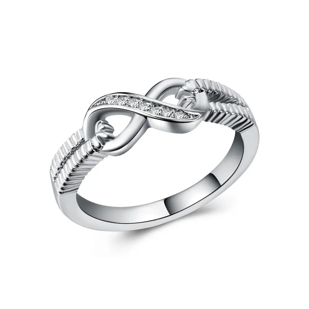Fashion Women's Rings Copper Plated White Gold and Zircon