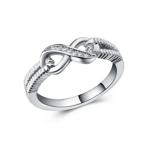 Fashion Women's Rings Copper Plated White Gold and Zircon