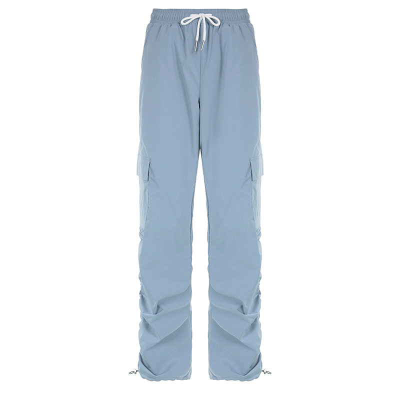 Title 11, Grey Blue Pleated Drawstring Casual Pants For W...