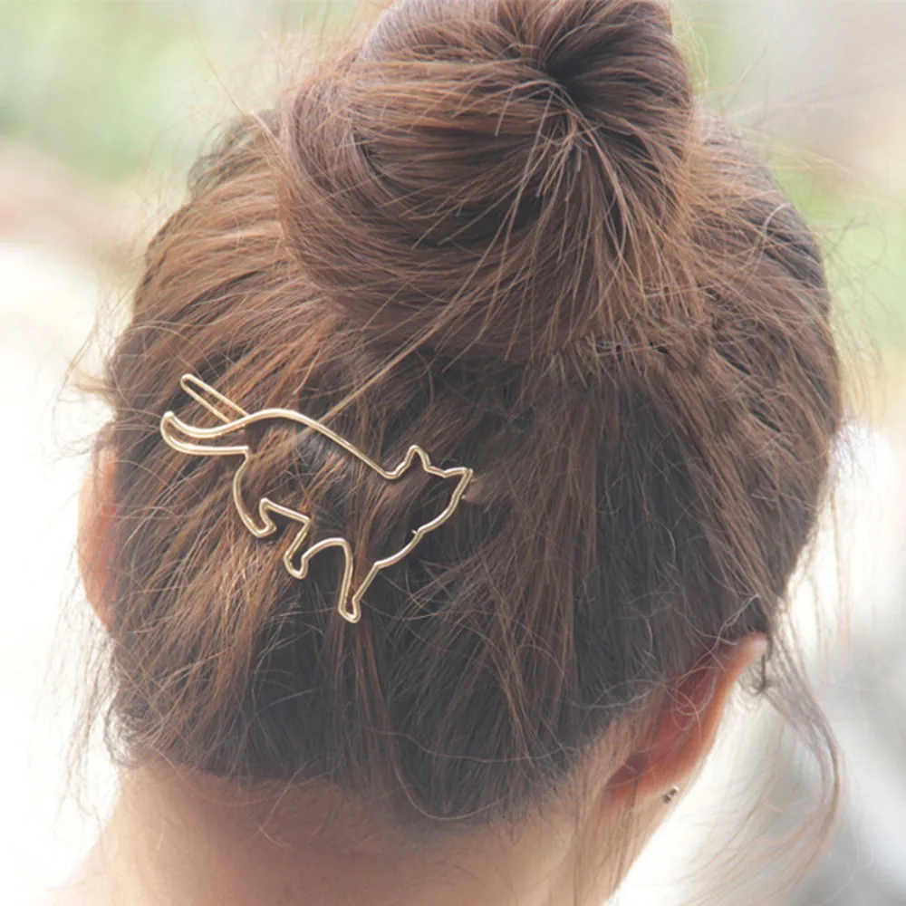 Metal Hollow KT Cat Hairpin Alloy Frog Clip Hair