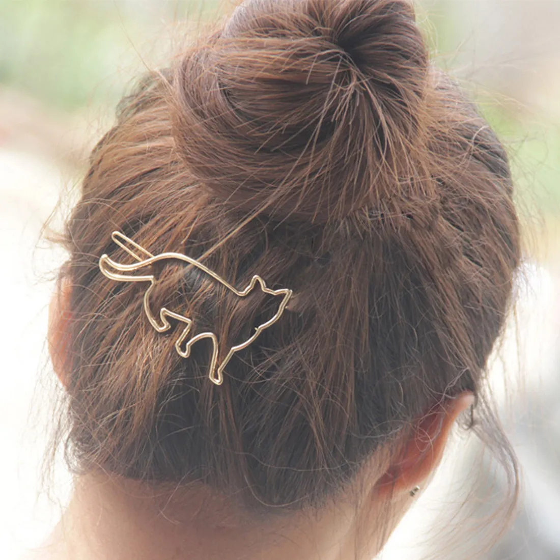 Metal hollow KT cat hairpin alloy frog