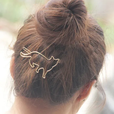 Metal Hollow KT Cat Hairpin Alloy Frog Clip Hair