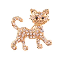 Fashion Jewelry Gold Cute Cat Brooches Garment Accessories Animal Pin Birthday Gift - Xz4065A Gold - View 1