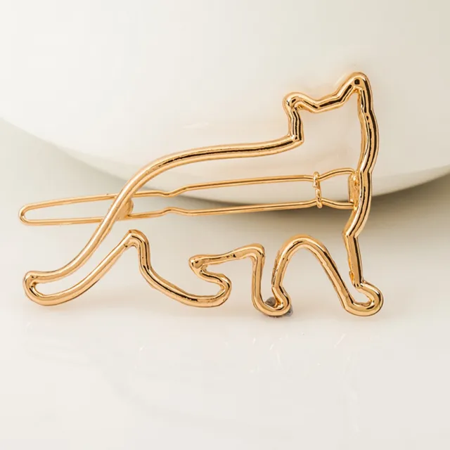 Metal hollow KT cat hairpin alloy frog clip hairpin clip hair accessories Gold - Shop at LoveMi