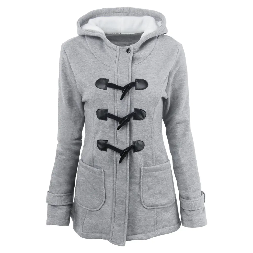 Warm Winter Fur Collar Jackets Women New Horn Button